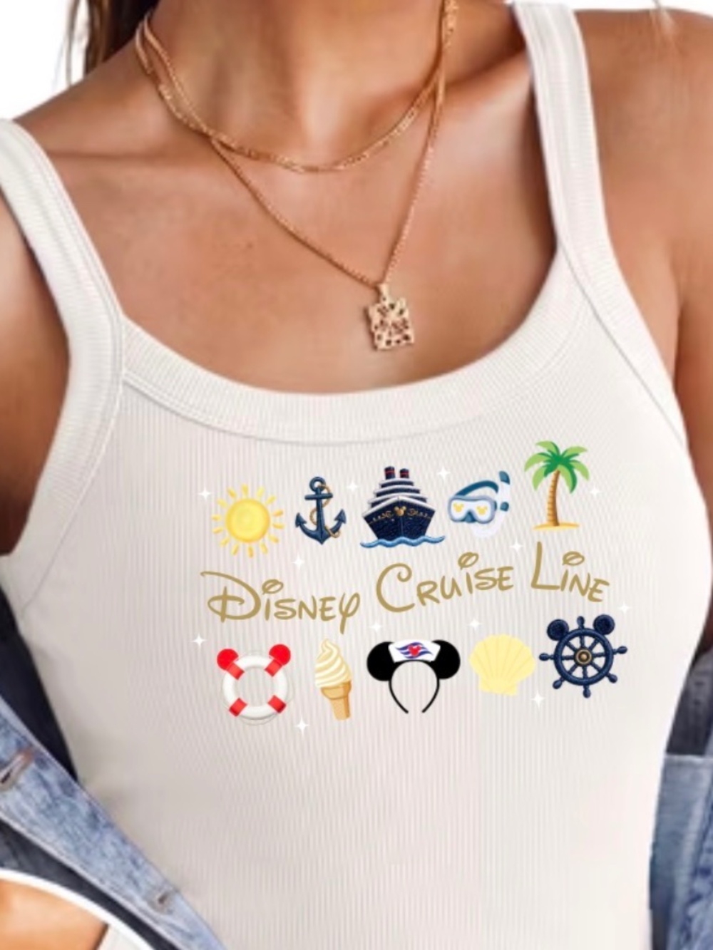 Disney Criuse Line Inspired Embroidered Tank Top